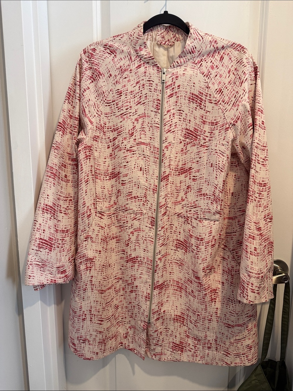 COS Cream,Pink and Red Patterned Trench Coat with 4 front pickets
